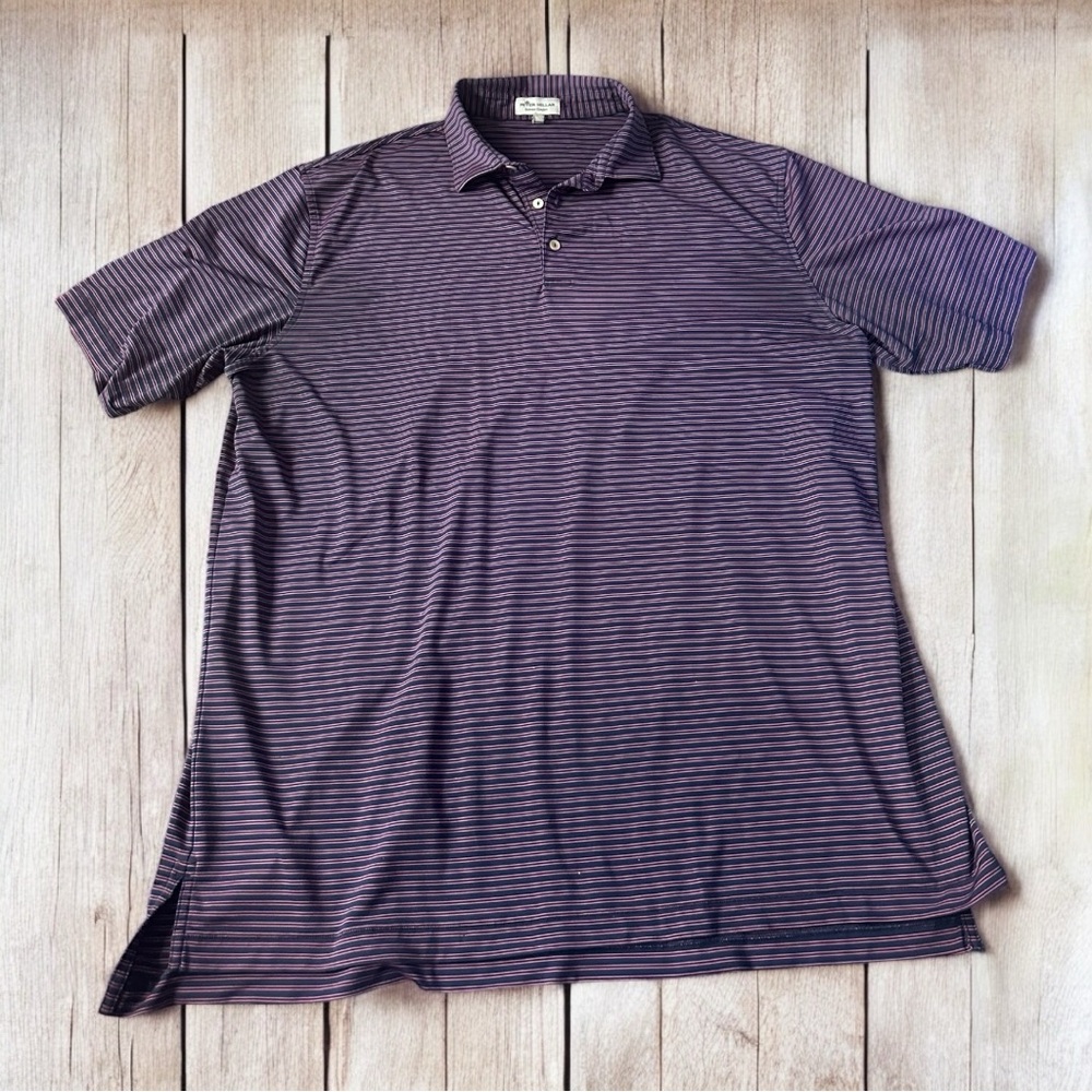 Peter Millar Blue and Pink striped Polo Shirt Summer Comfort